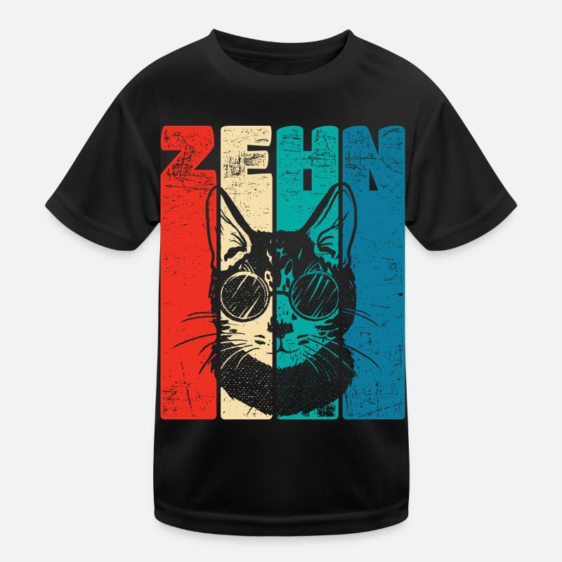 Retro Ten 10 ans 10 . Anniversaire Chat Sonnenbr T-shirt sport Enfant