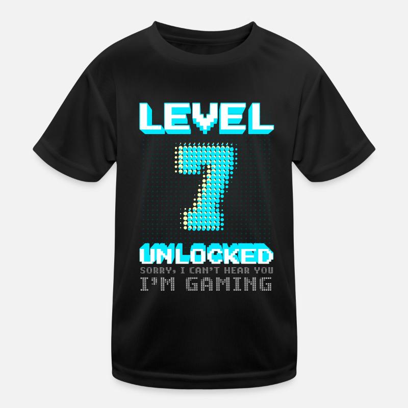 Gaming Level 7 Unlocked 7th Birthday Gift Kids Functional T-Shirt