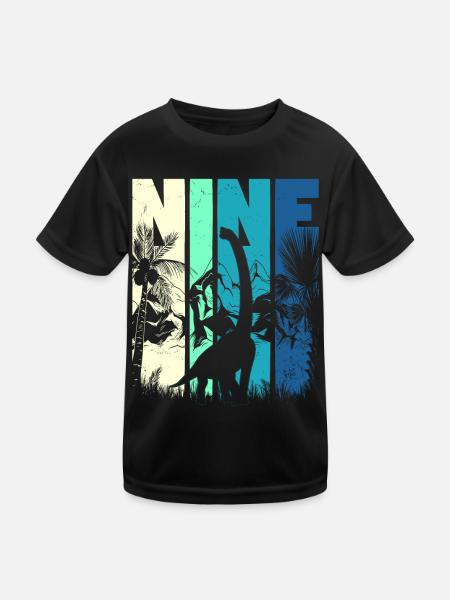 Brachiosaurus 9 ans Garçon 9ème anniversaire - T-shirt sport Enfant - noir - Devant