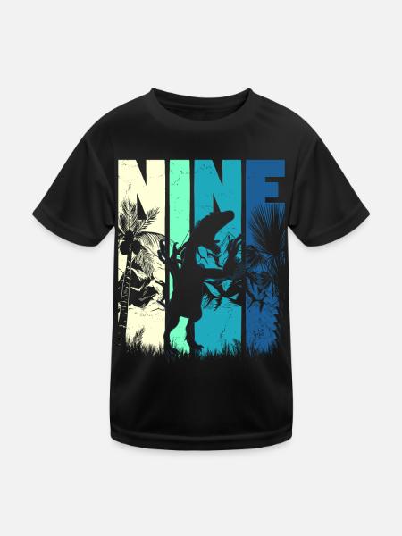 Deinonychus 9 ans Garçon 9ème anniversaire - T-shirt sport Enfant - noir - Devant