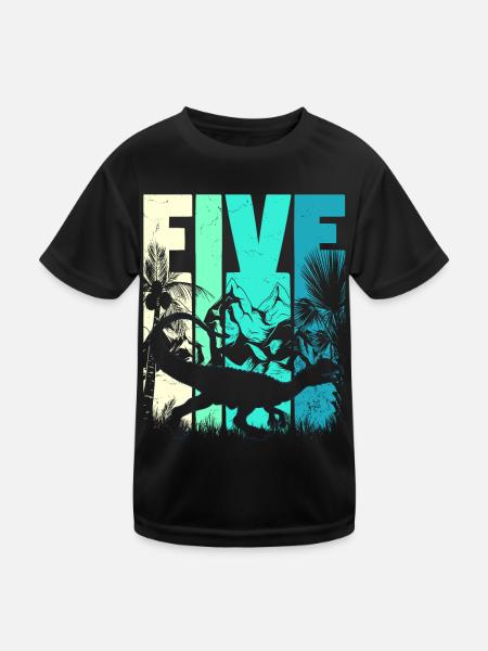 Dilophosaurus 5 ans Garçon 5ème anniversaire - T-shirt sport Enfant - noir - Devant