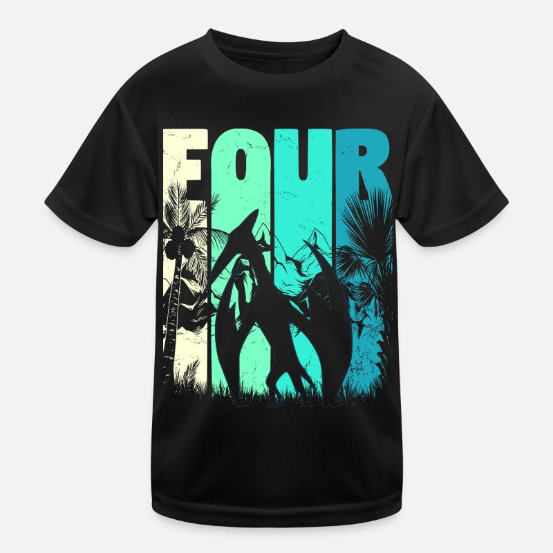 Ptérodactyle 4 ans garçon 4ème anniversaire rétro T-shirt sport Enfant