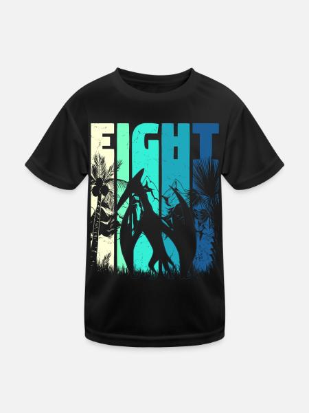 Ptérodactyle 8 ans garçon 8ème anniversaire rétro - T-shirt sport Enfant - noir - Devant