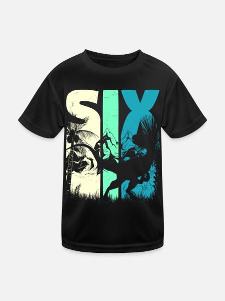 Utharaptor 6 ans garçon 6ème anniversaire rétro - T-shirt sport Enfant - noir - Devant