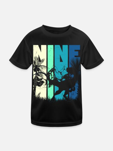 Utharaptor 9 ans garçon 9ème anniversaire rétro - T-shirt sport Enfant - noir - Devant