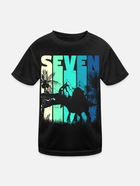 Spinosaurus 7 ans garçon 7ème anniversaire rétro - T-shirt sport Enfant - noir - Devant