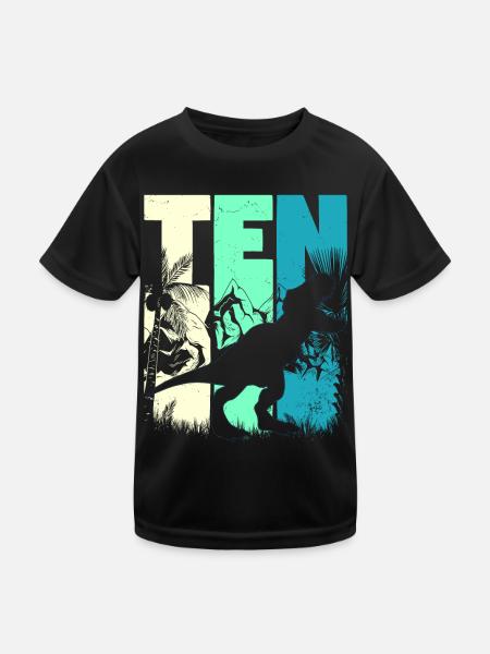 Tyrannosaurus Rex 10 ans garçon 10 anniversaire - T-shirt sport Enfant - noir - Devant