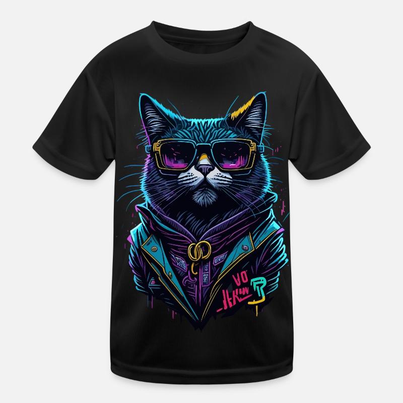Cyber cool Cat Kinder Funktions-T-Shirt