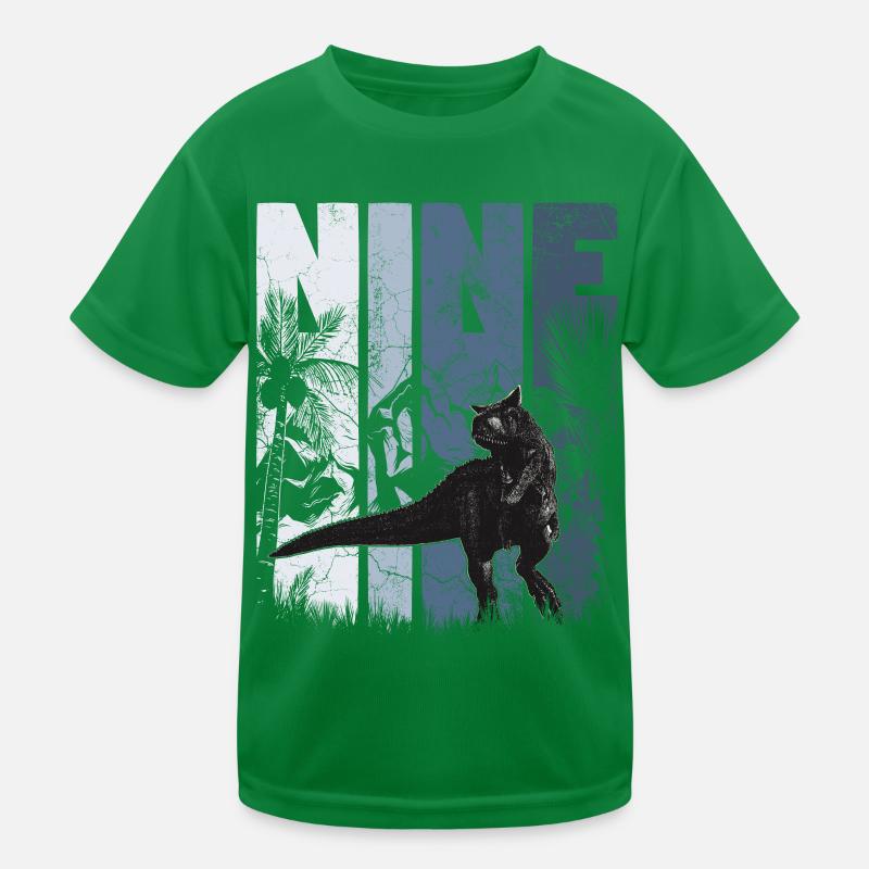 Carnotaurus 9 years old Dino 9th birthday Kids Functional T-Shirt