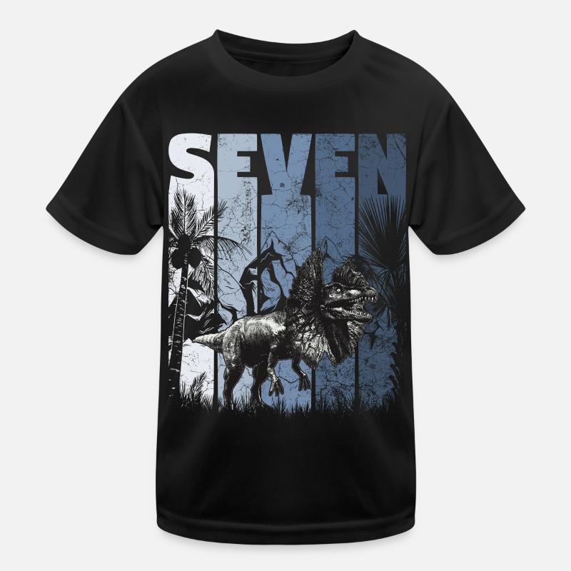 Dilophosaurus 7 Jahre Alt Dino 7. Geburtstag Kinder Funktions-T-Shirt