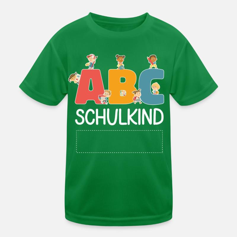 ABC Schulkind Personalisierbar Einschulung Schule Kinder Funktions-T-Shirt