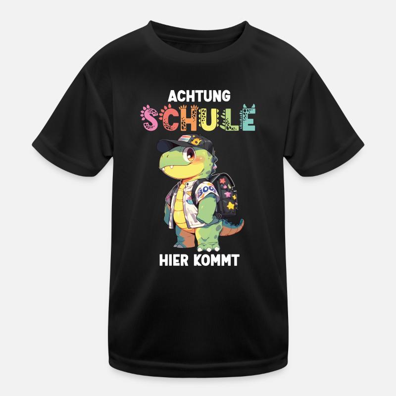 Einschulung Personalisierbar Name Dino Schule Kinder Funktions-T-Shirt
