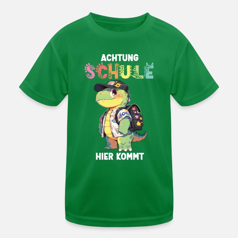 Einschulung Personalisierbar Name Dino Schule Kinder Funktions-T-Shirt