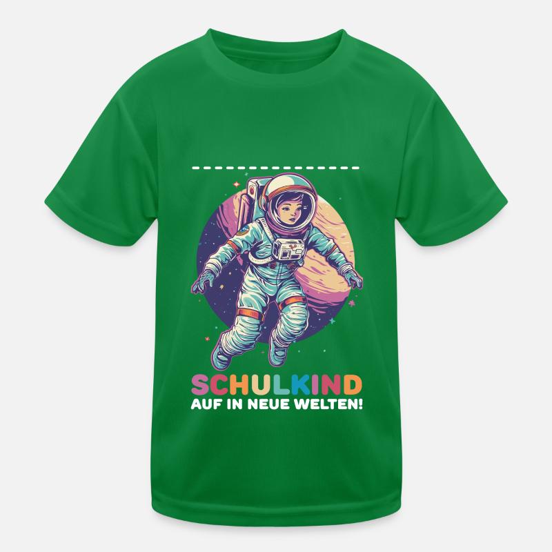 Schulkind Astronaut Personalisierbar Einschulung Kinder Funktions-T-Shirt