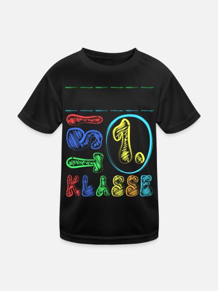 1. Klasse Name Personalisierbar Einschulung Schule - Kinder Funktions-T-Shirt - Schwarz - Vorne