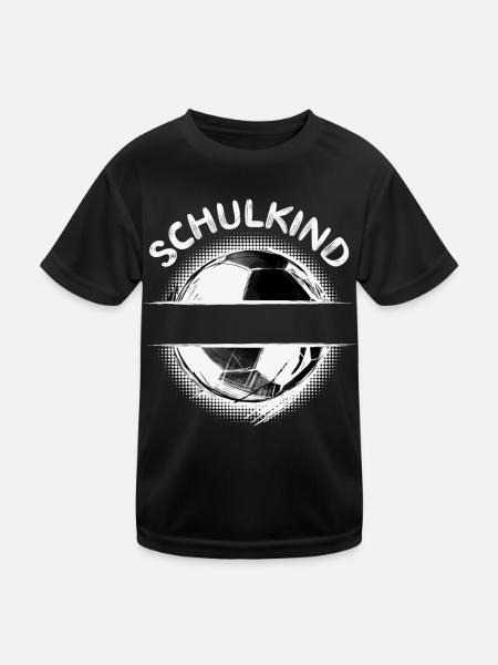 Schulkind Fußball Name Personalisierbar Schule - Kinder Funktions-T-Shirt - Schwarz - Vorne