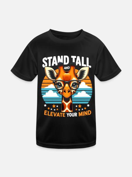 Smart Giraffe Stand tall & Elevate Your Mind - Kids Functional T-Shirt - black - Front