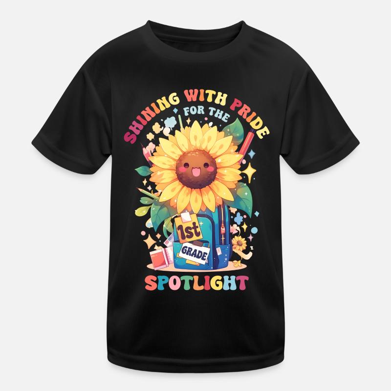 Shinging With Pride 1. Klasse Kawaii Sonnenblume Kinder Funktions-T-Shirt