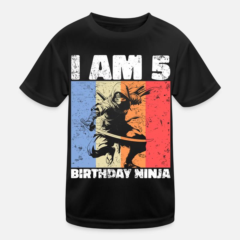 5e anniversaire Ninja Retro Boy 5 ans cadeau T-shirt sport Enfant