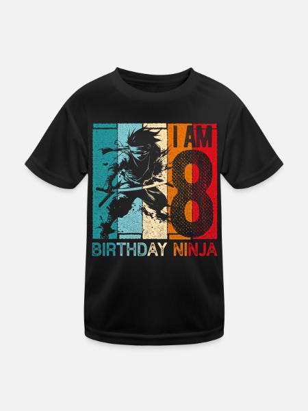 Rétro Ninja 8 ans garçon 8e cadeau d’anniversaire - T-shirt sport Enfant - noir - Devant