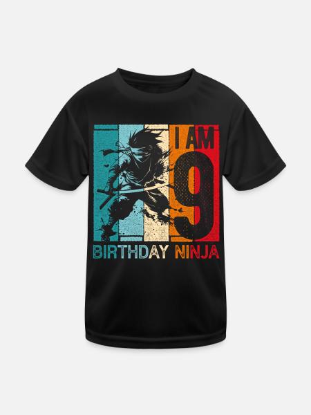 Rétro Ninja 9 ans garçon 9e cadeau d’anniversaire - T-shirt sport Enfant - noir - Devant