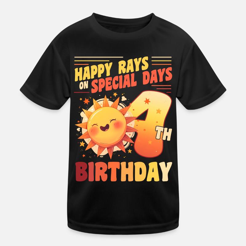 Happy Rays On Special Days 4th Birthday 4 Years Kids Functional T-Shirt