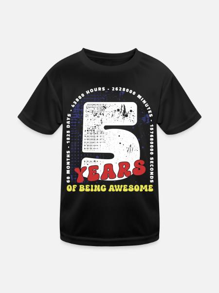 5 Ans Anniversaire Mois Jours Heures Minutes - T-shirt sport Enfant - noir - Devant