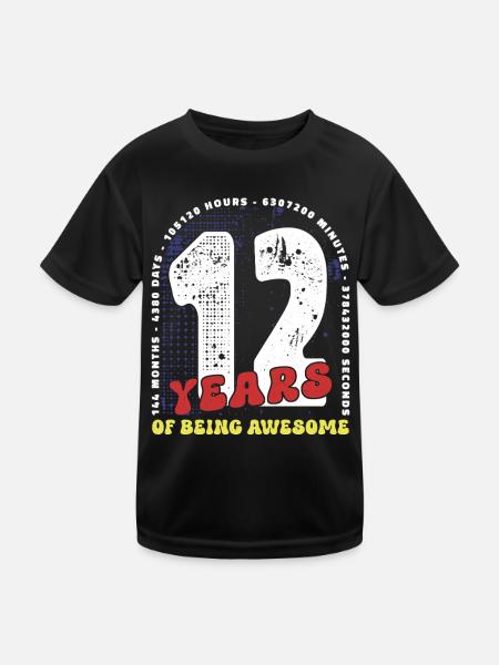 12 Years Birthday Months Days Hours Minutes - Kids Functional T-Shirt - black - Front