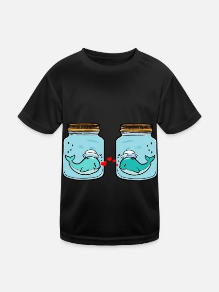 Whale Pisces Love Breakup Heartbreak Tears - Kids Functional T-Shirt - black - Front