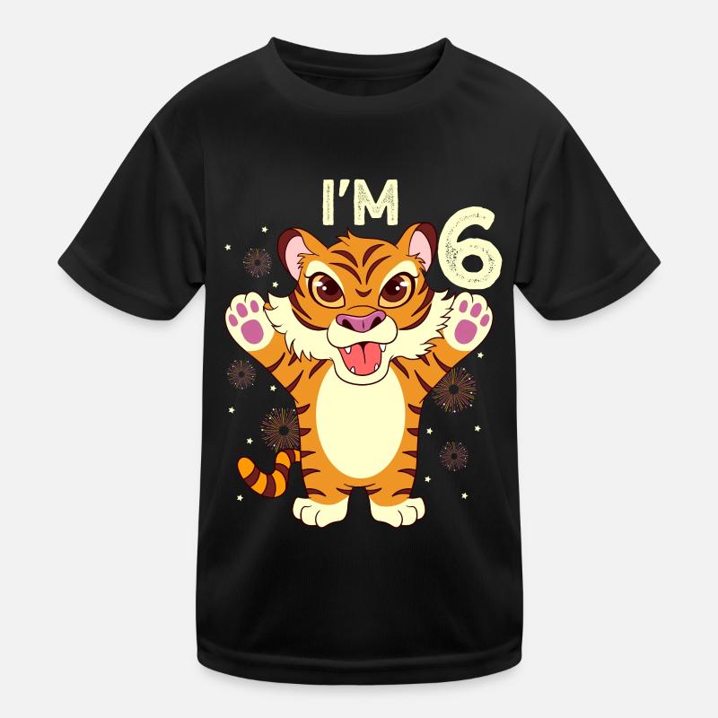 Endlich 6 - Tiger 6. Geburtstag Kinder Funktions-T-Shirt