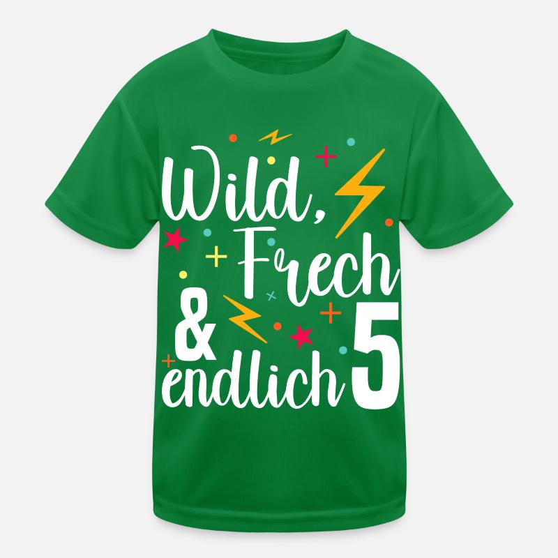 Wild Frech Endlich 5 - 5. Geburtstag Geschenk Kinder Funktions-T-Shirt
