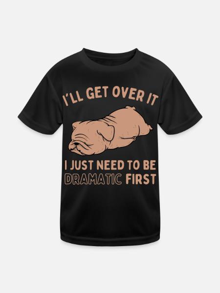 Tired Lazy Bulldog Funny Saying - Kids Functional T-Shirt - black - Front