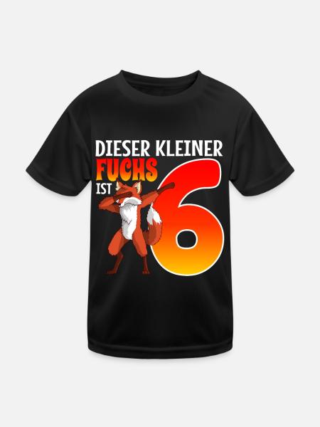 6. Geburtstag fuchs Junge Mädchen Geburtstag - Kinder Funktions-T-Shirt - Schwarz - Vorne