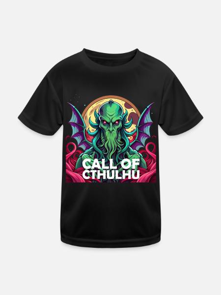 Cthulhu Lord & Savior Monster Horror T-Shirt - Kinder Funktions-T-Shirt - Schwarz - Vorne