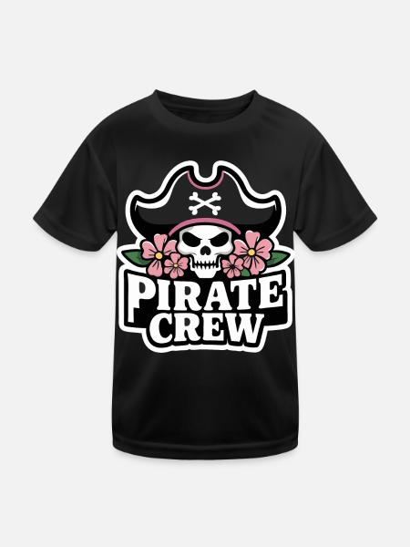 Pirat Piraten Fasching Halloween - Kinder Funktions-T-Shirt - Schwarz - Vorne