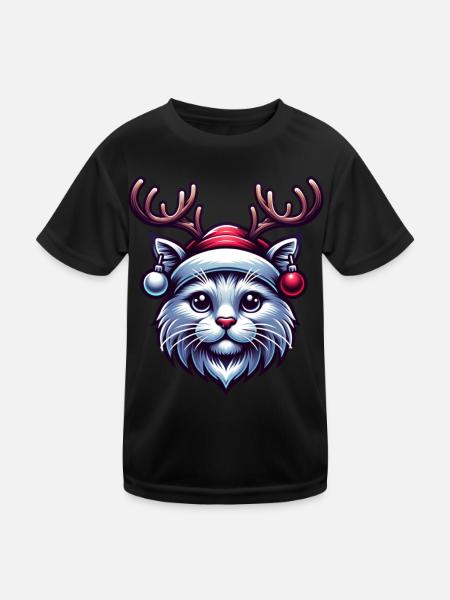 Bois de renne de chat - T-shirt sport Enfant - noir - Devant