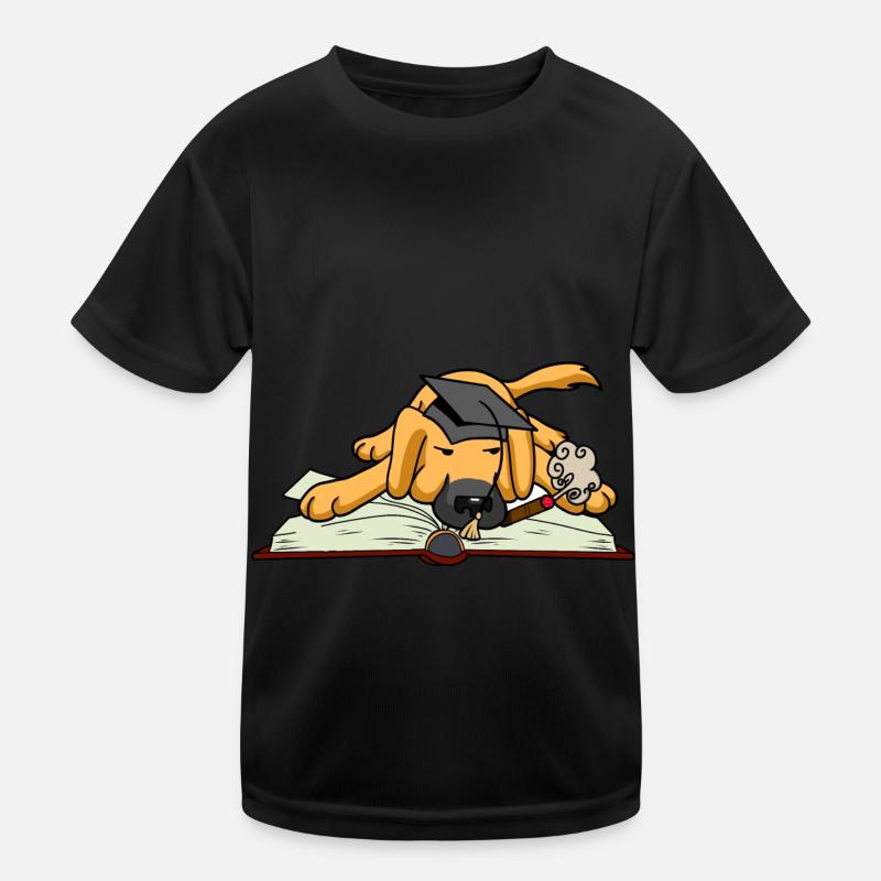Hund Student Studium Uni Universität lernen Buch Kinder Funktions-T-Shirt