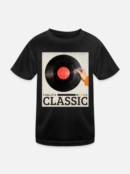 Je l’appelle un disque de musique rétro vinyle classique - T-shirt sport Enfant - noir - Devant