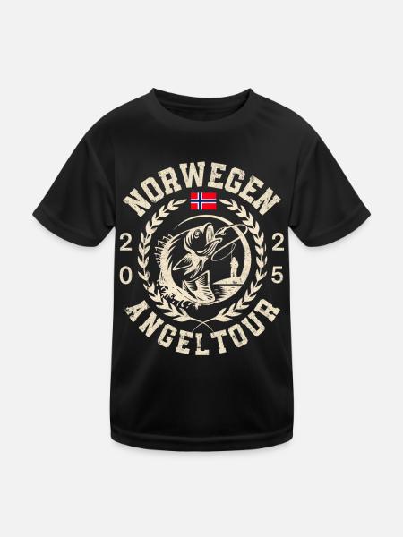 Excursion de pêche en Norvège 2025 (Garantie du prix le plus bas) - T-shirt sport Enfant - noir - Devant