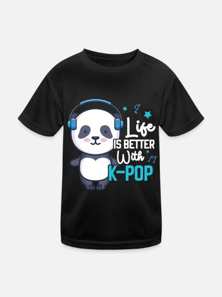 K-Pop Panda - T-shirt sport Enfant - noir - Devant