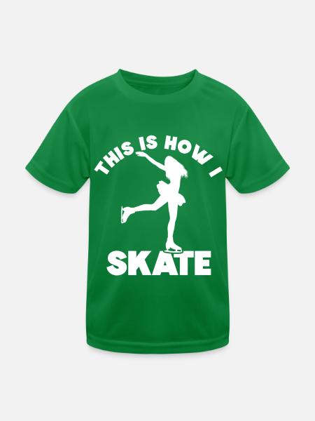 Eislaufen - Kinder Funktions-T-Shirt - Kelly Green - Vorne