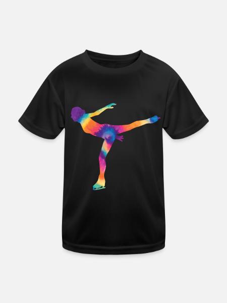 Eislaufen - Kinder Funktions-T-Shirt - Schwarz - Vorne