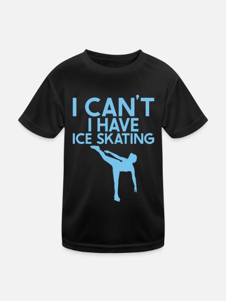 Eislaufen - Kinder Funktions-T-Shirt - Schwarz - Vorne