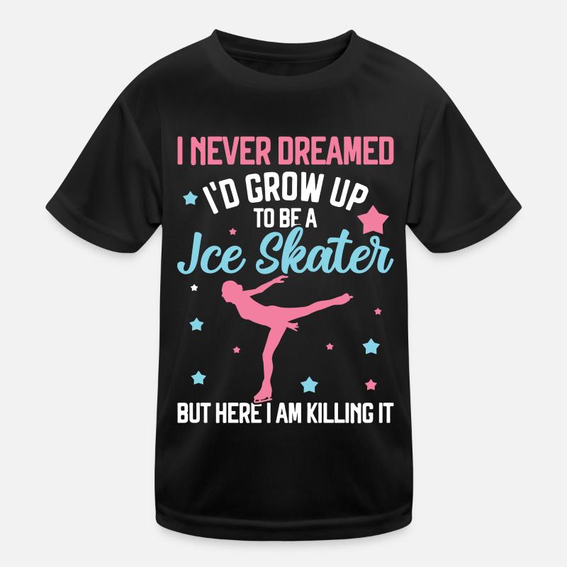 Eislaufen - Kinder Funktions-T-Shirt - Schwarz