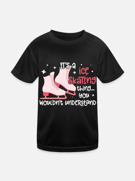 Eislaufen - Kinder Funktions-T-Shirt - Schwarz - Vorne