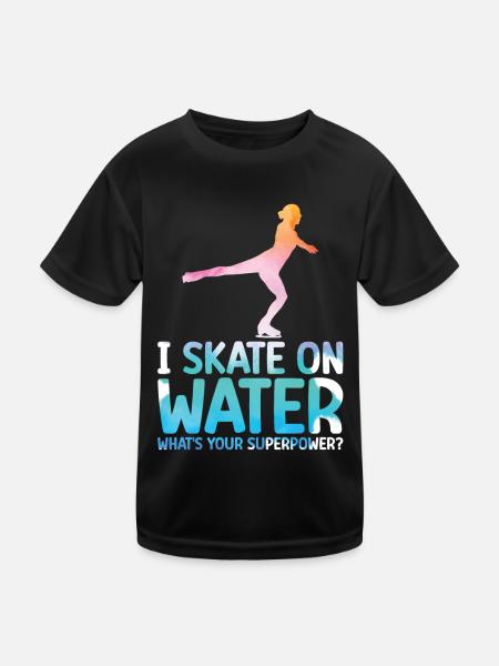 Eislaufen - Kinder Funktions-T-Shirt - Schwarz - Vorne