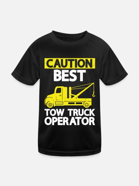 Abschleppfahrzeug - Kinder Funktions-T-Shirt - Schwarz - Vorne