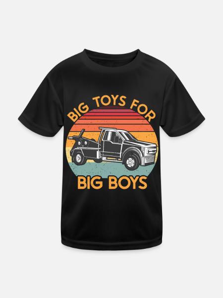 Abschleppfahrzeug - Kinder Funktions-T-Shirt - Schwarz - Vorne