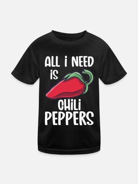 Chili-Pfeffer - Kinder Funktions-T-Shirt - Schwarz - Vorne