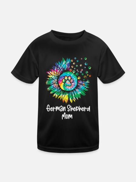 Deutsche Schäferhund Sonnenblumenmom - Kinder Funktions-T-Shirt - Schwarz - Vorne